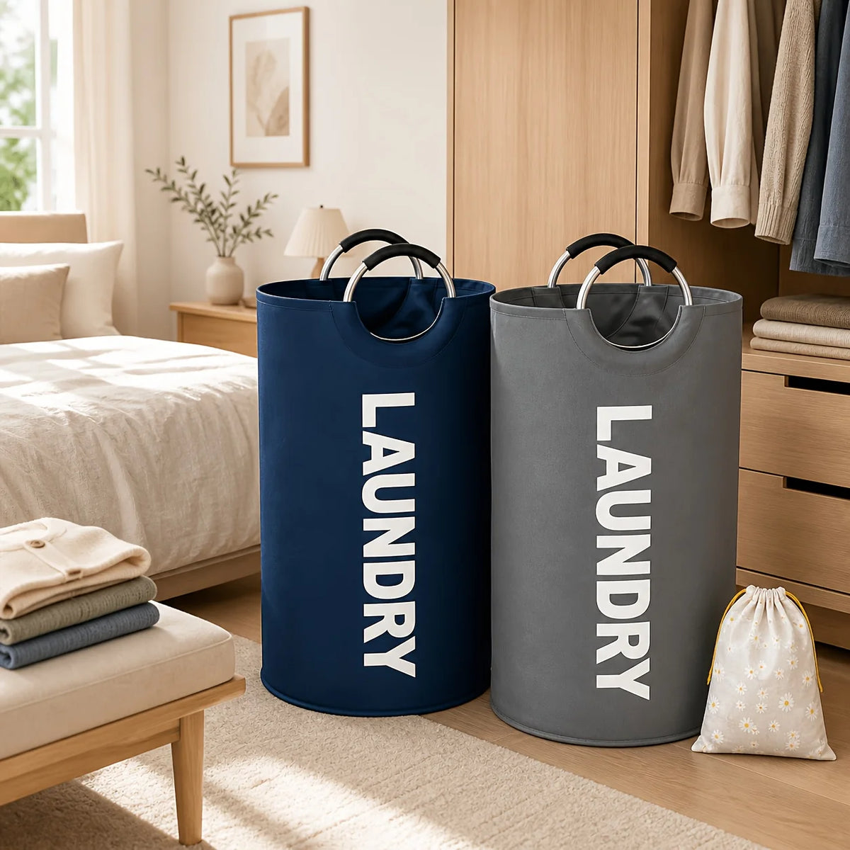 2-Pack Foldable Laundry Hamper with Detachable Bag, Tall — product photo 5