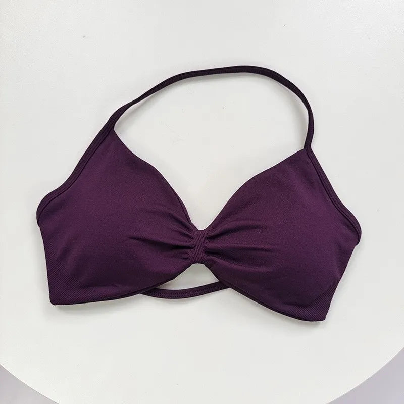 Women’s Lace-Up Sports Bra — Thin-Strap Camisole Seamless Push-Up Yoga Gym Top — view 14 of sports bras