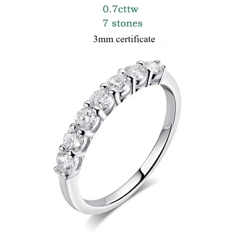Smyoue Women's S925 Sterling Silver Moissanite Ring — 0.7CT 3mm Wedding Band Jewelry — view 10 of jewelry