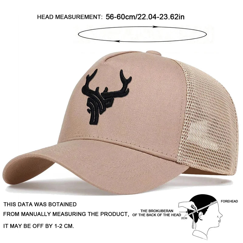 Antler Embroidery Mesh Trucker Cap - Adjustable Outdoor Adventure Hat — view 2 of trucker caps