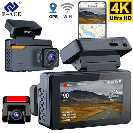 4K Dual Dash Cam with WiFi & GPS – 4K Front + 1080P Rear Night Vision Car DVR Black Box — view 1 of electronics & gadgets