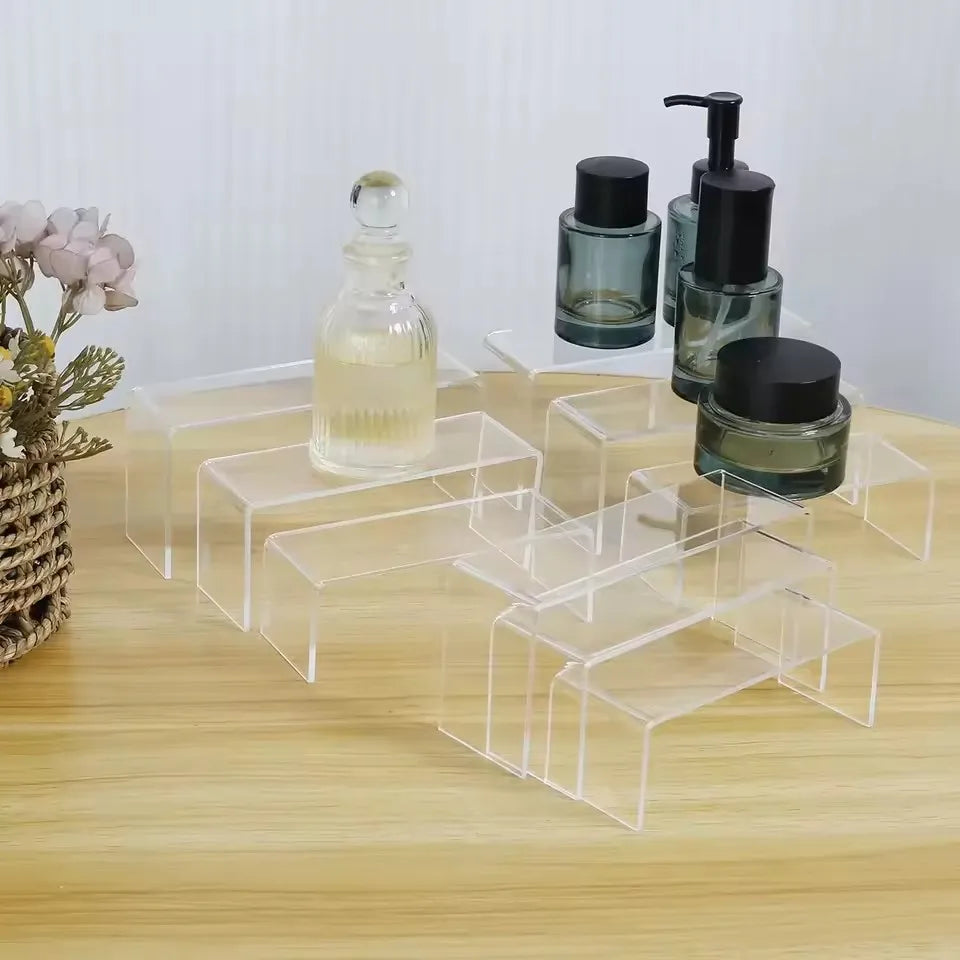 Storage Organizer Clear Acrylic Display Riser — 3/6/9/12-Piece Cosmetic Jewelry Cup Holder Showcase — view 5 of storage & organisation