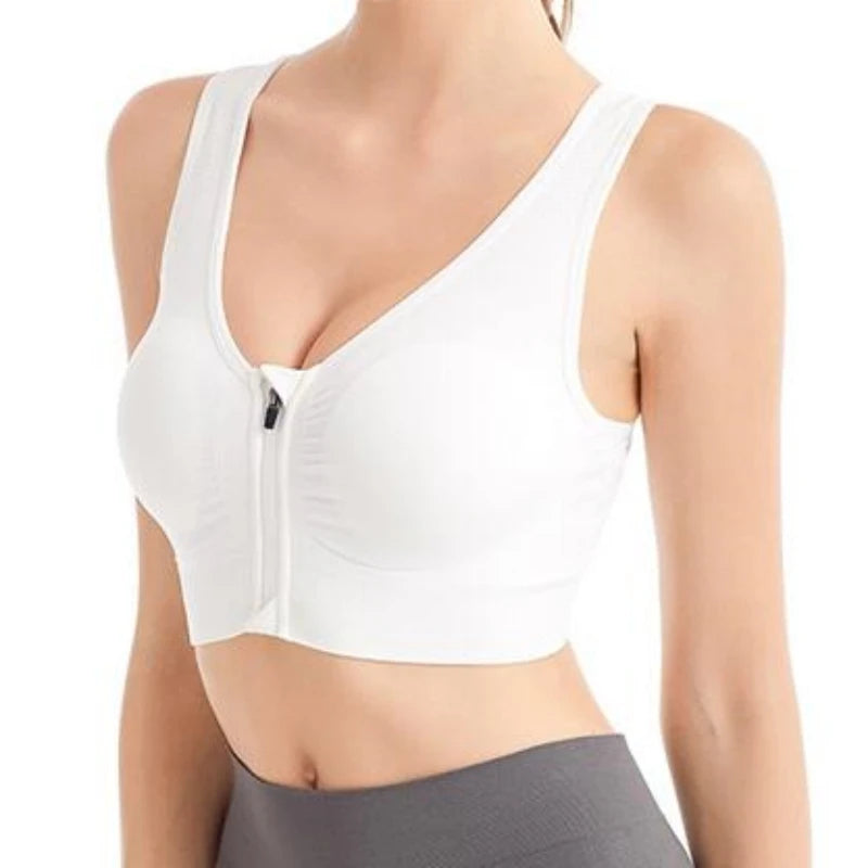 Running Fitness Sports Bra — Front-Zipper Shockproof Wireless Seamless Brassiere — view 1 of sports bras