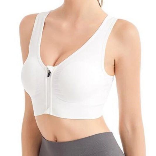 Running Fitness Sports Bra — Front-Zipper Shockproof Wireless Seamless Brassiere — view 1 of sports bras