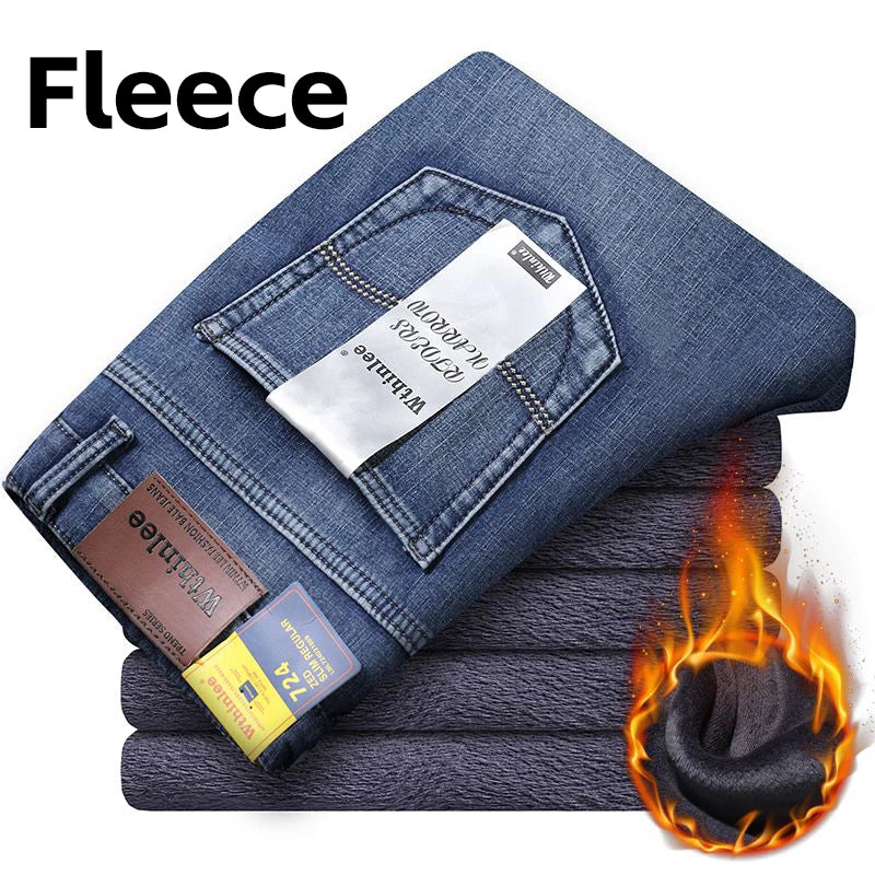 Wthinlee Men's Business Jeans — Stretch Straight Fit Classic Denim Trousers — view 8 of men's clothing