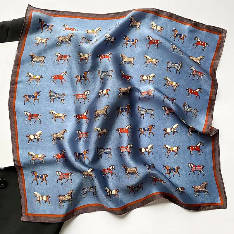 Silk Scarf Small Square 2026 Pashmina — 53×53cm Geometric Trending Palette Bandana Hair Scarf — view 17 of scarves & wraps