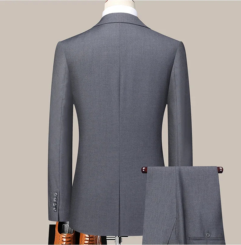 2024 Two-button Suit for Men (suit + Trousers) Handsome Slim-fit Business Professional Work Formal Two-piece Set  S-6XL