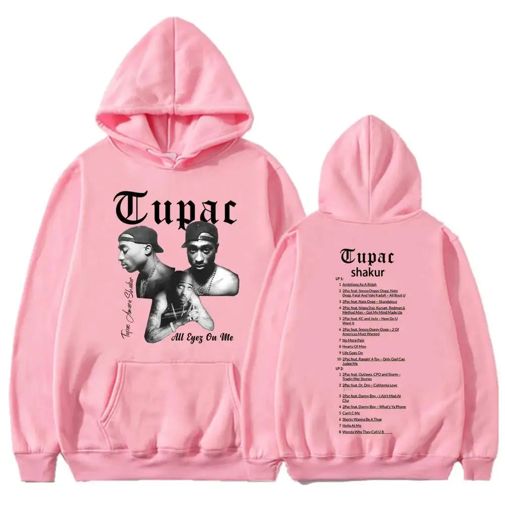 Rapper Tupac 2Pac Print Hip Hop Hoodies Men Woman Y2k Hoodie Streetwear Hooded Sweatshirts Pullovers Unisex Tracksuit Clothing