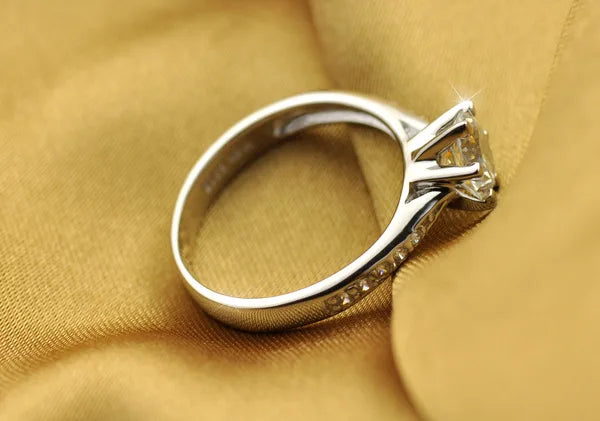 Women's 925 Sterling Silver Six-Claw Ring — 7CT Diamond Engagement Jewelry — view 3 of jewelry