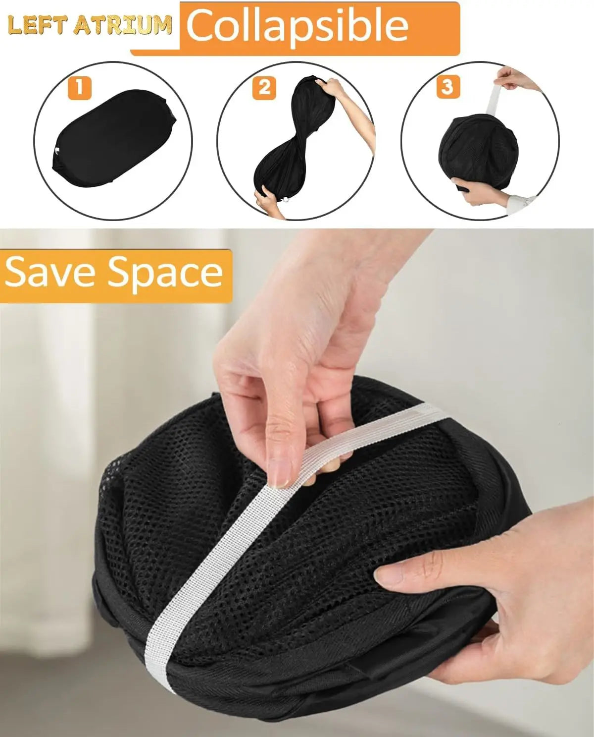 Storage Organizer Laundry Sorting Basket — Folding Mesh Bag Frame Bucket Pouch for Bathroom — view 2 of storage & organisation