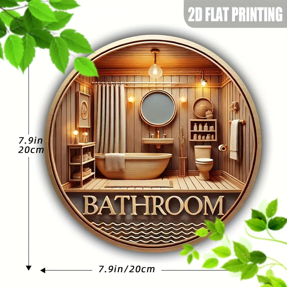 Home Decor Country Farmhouse Wooden Toilet Sign — Charming Dwarf Design 8x8 in Round Wall Decoration — view 6 of home decor