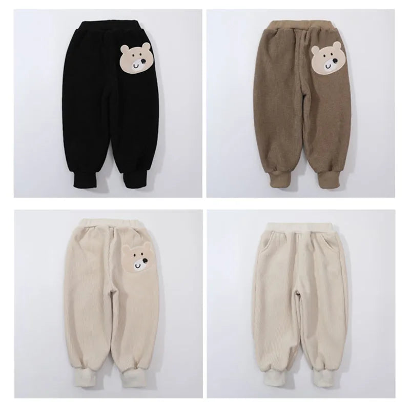 Cute Kids Pants Winter Baby Sweatpants Thicken Corduroy Boys Casual