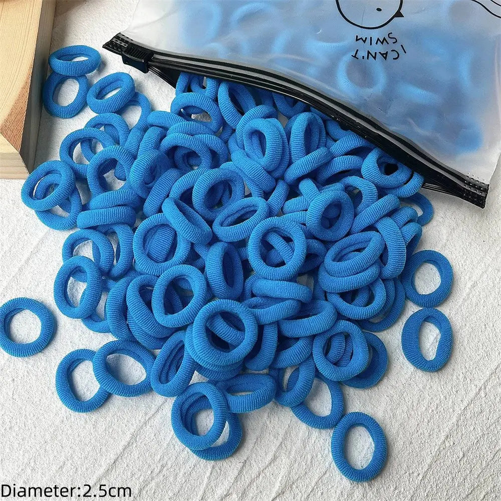 Black Elastic Hair Tie Set - 50pc No-Damage Hair Bands for Women