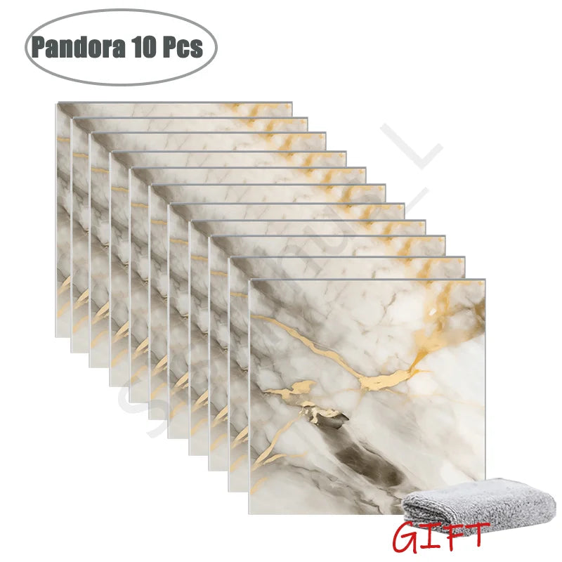 PVC Marble Peel-and-Stick Wall & Tile Stickers (10–50PCS) – Waterproof Self-Adhesive Floor & Backsplash Decor