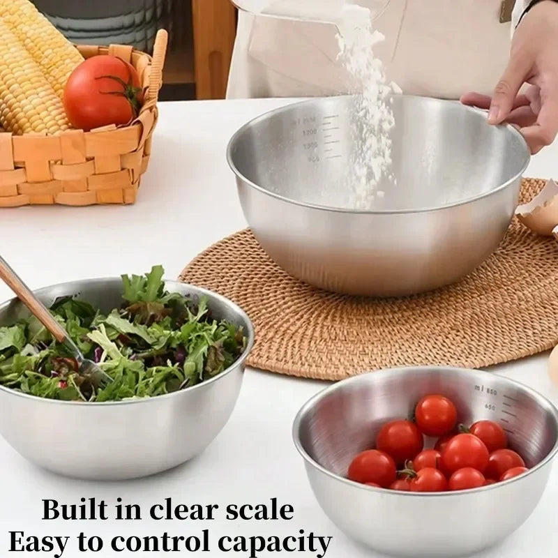 Stainless Steel Mixing Bowl Set with Measuring Scale 3-Piece Cooking Baking Food Prep Bowls — view 3 of food storage