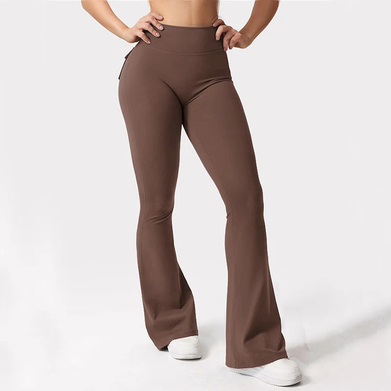 Premium Yoga Flare Trousers &mdash; High-Waisted Wide-Leg Tummy-Control Lounge Pant — view 5 of sports & fitness