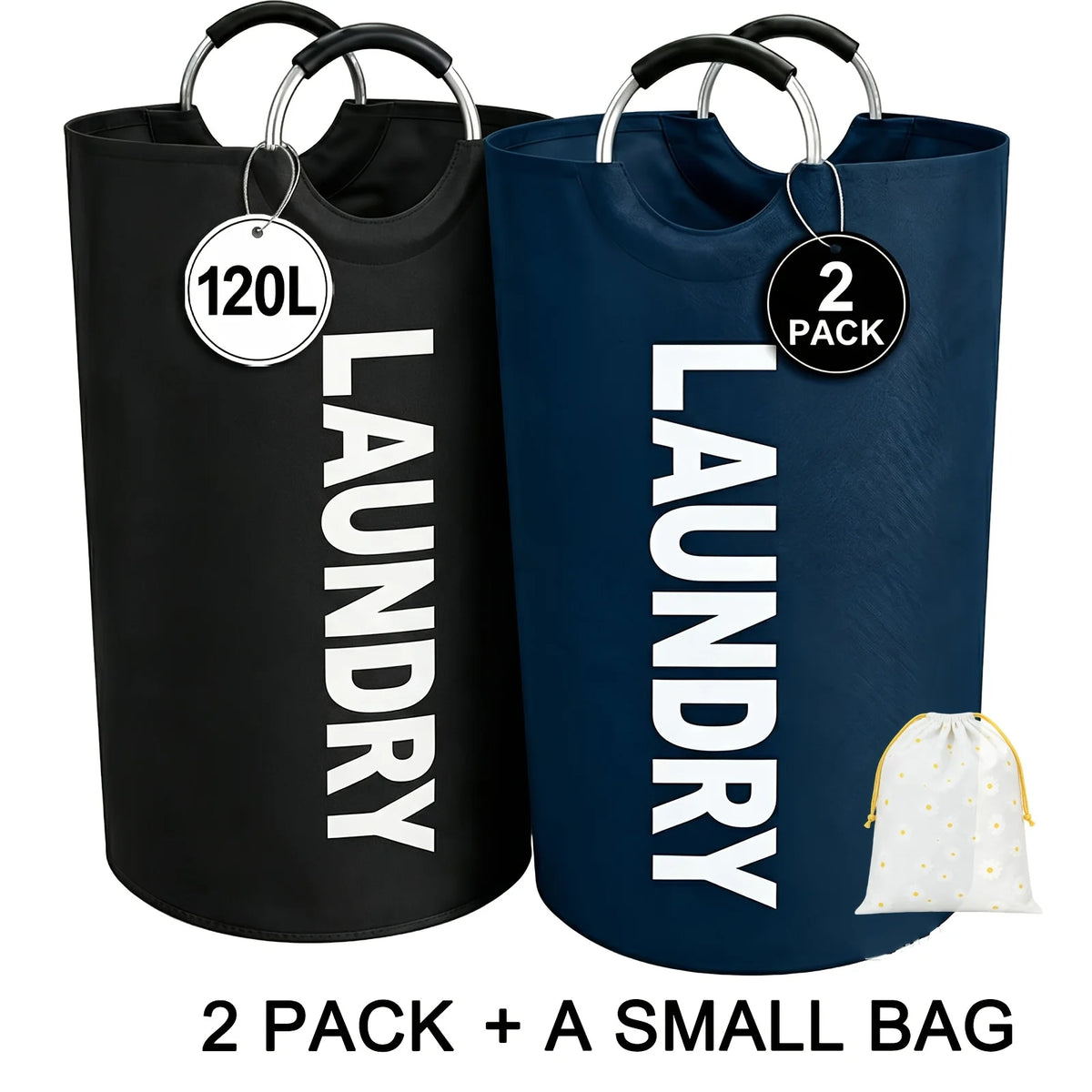 2-Pack Foldable Laundry Hamper with Detachable Bag, Tall — view 11 of home & kitchen