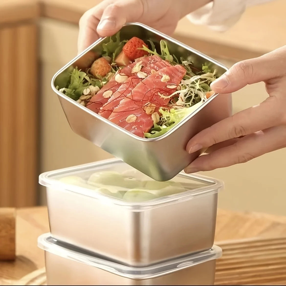 6-Piece Stainless Steel Food Storage Containers Set with Locking Lids Airtight Meal Prep Bento Containers — view 5 of food storage