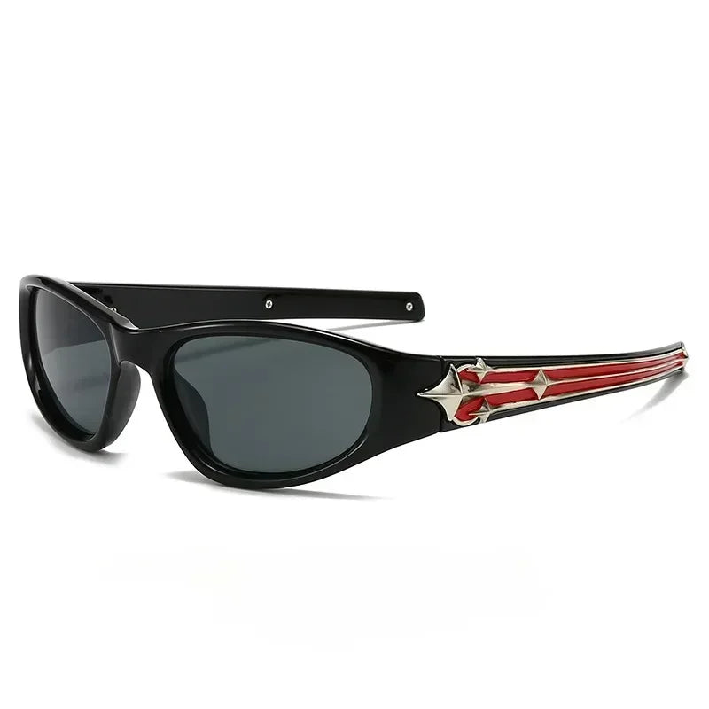Y2K Cat-Eye Sunglasses Luxury — Punk Hip-Hop Rivet Star Designer Vintage Eyeglass UV400 Shades — view 3 of sunglasses