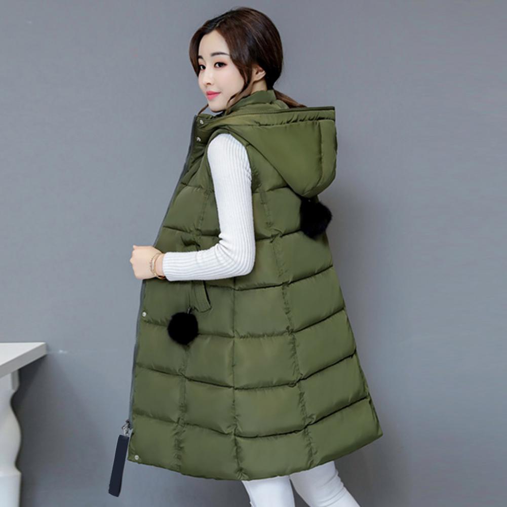 Women Vest Padded Cotton Down Autumn Winter Elegant Thick Warm Long Vest for Daily Wear