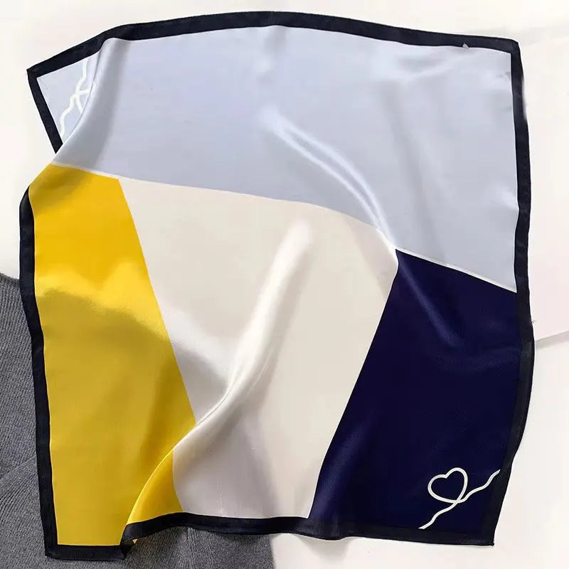 Silk Scarf Small Square 2026 Pashmina — 53×53cm Geometric Trending Palette Bandana Hair Scarf — view 12 of scarves & wraps