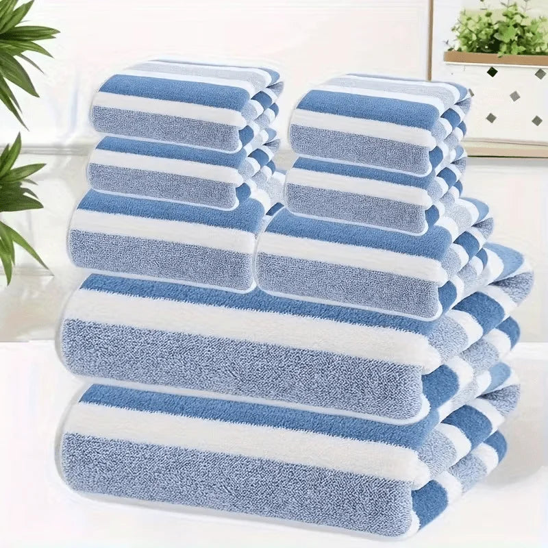 Bath Towels Coral Fleece 2-Piece Set — 5-Star Hotel Super-Soft Quick-Dry Non-Shedding Striped — view 5 of bath & towels