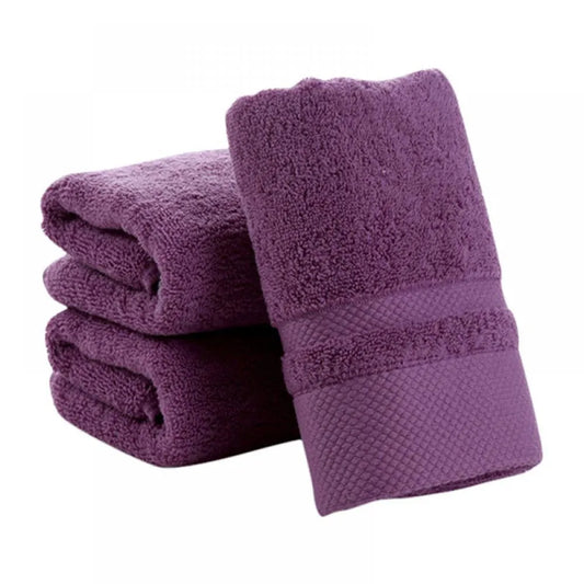 Bath Towels Pure Cotton 35×75 cm — Plain Colored Absorbent Adult Bath & Face for Bathroom