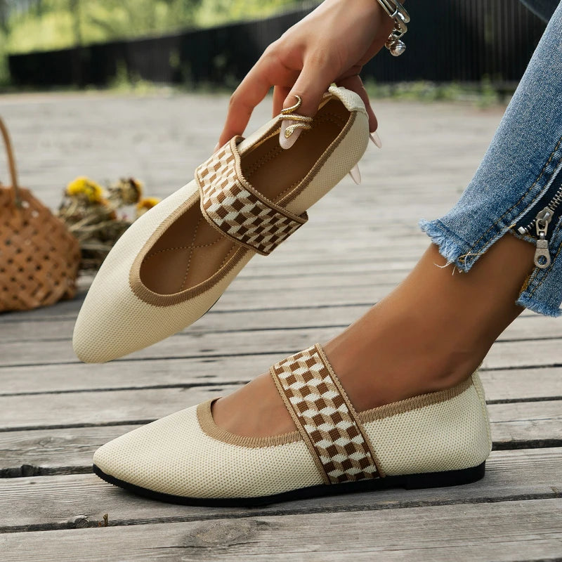 Flats & Ballet — Knitted Pointed-Toe Ballet Flats, Low-Heel Elegant Breathable Sneakers — view 3 of flats & ballet