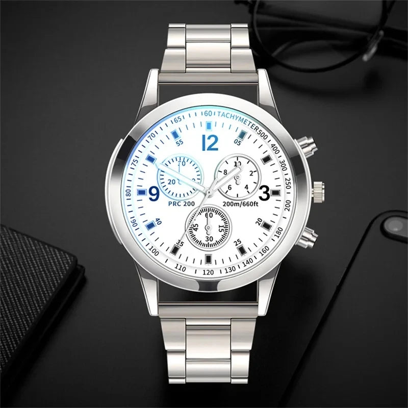 Men's Stainless Steel Luxury Quartz Watch — Fashion Business Casual Wristwatch — view 6 of watches