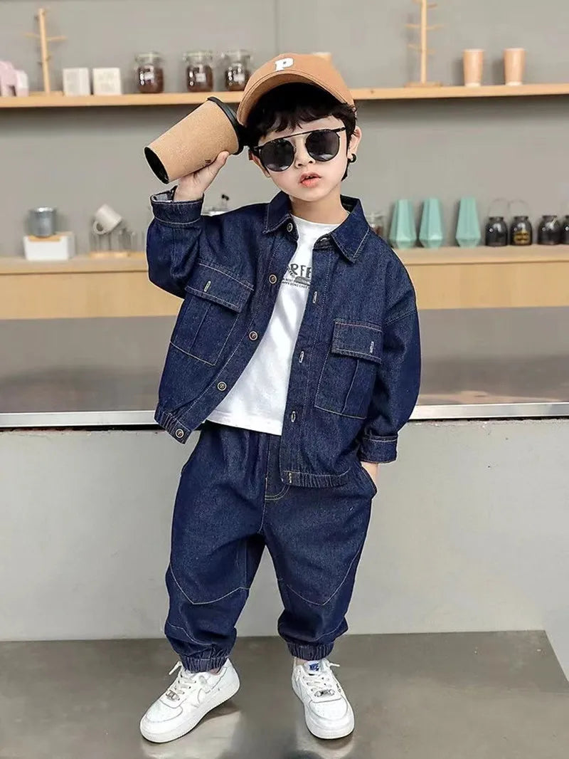 Baby Boy Boutique Clothing Set Fashion Boys Denim Jacket and Pants 2 Pcs Outfits Spring Autum Kids Bebes Girls Suits 2-10 Years