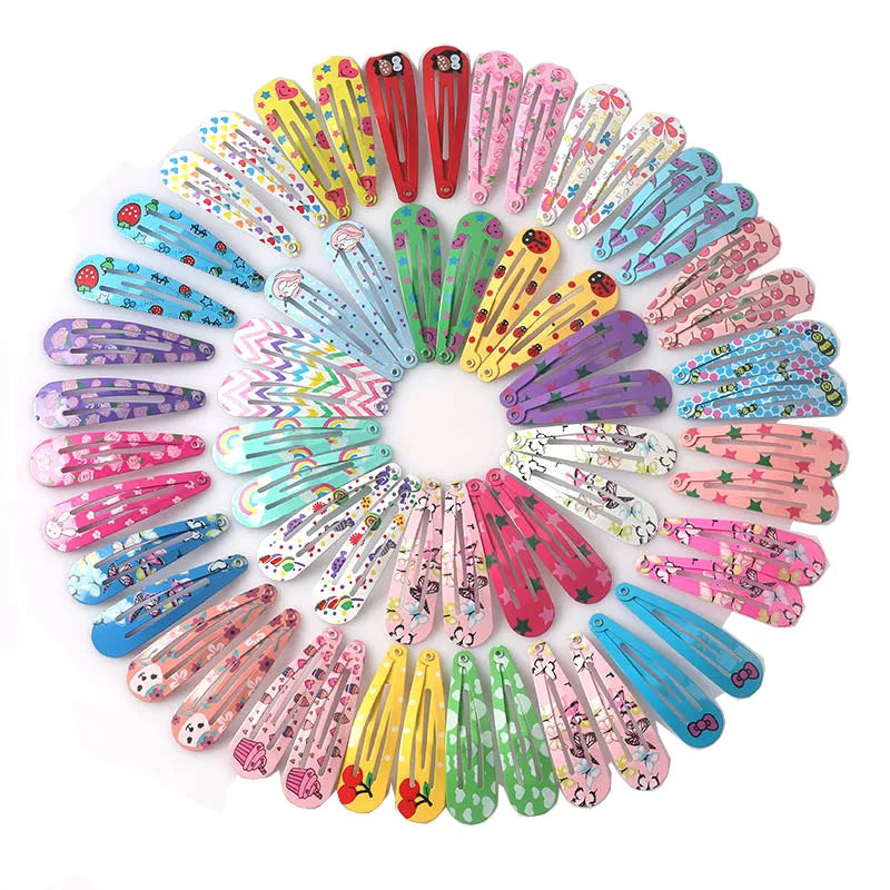 40Pcs/Lot Hair Accessories Girls Hairpin Print Cartoon Fruit Animal Flower Hair Clip Cute Powder Hairgrip New Children Headdress — view 1 of product
