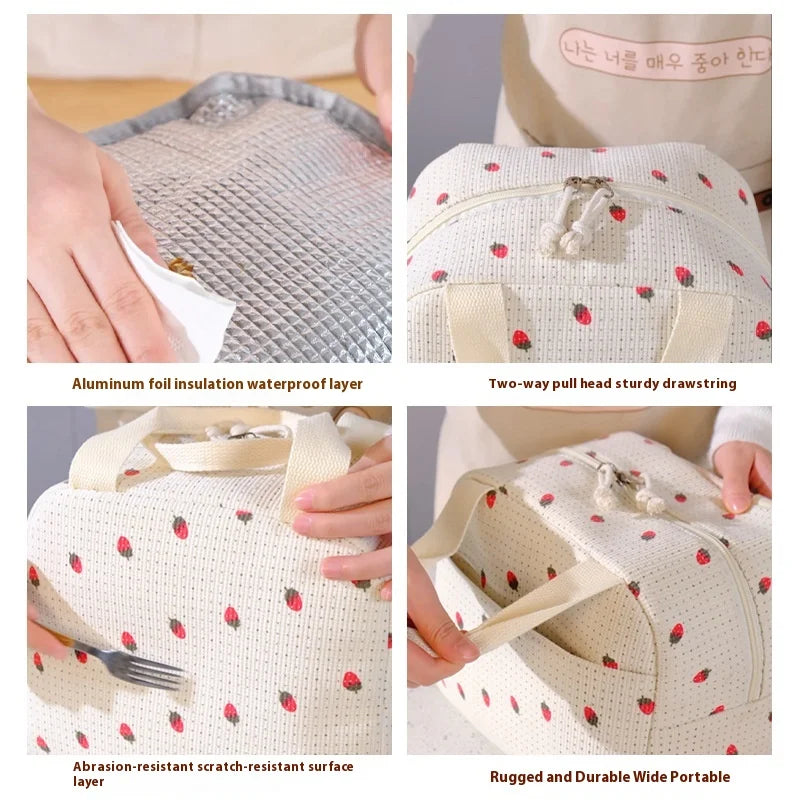 Floral Corduroy Lunch Bag - Cottagecore Thermal Lunch Tote for Tweens & Adults — view 4 of lunch bags