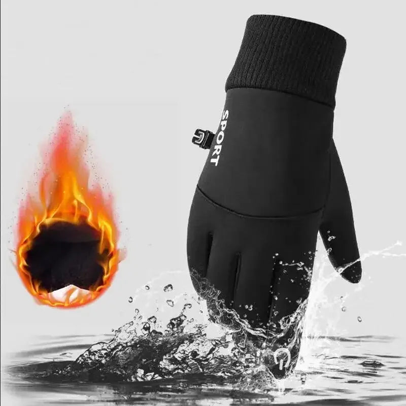 Full-Finger Waterproof Cycling Gloves — Touchscreen Fleece Winter Running Motorcycle Ski Gloves — view 2 of gloves
