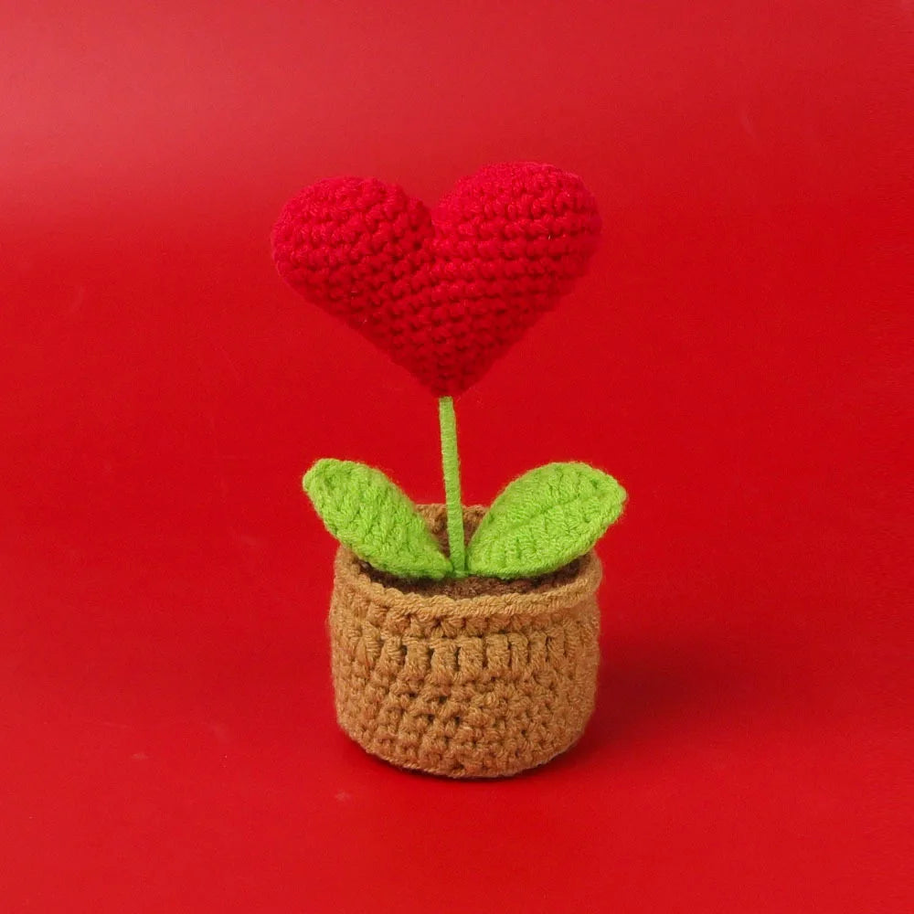 Home Decor Crochet Sunflower in Pot — Hand-Knitted Faux Flower Graduation Gift & Shelf Accent — view 14 of home decor