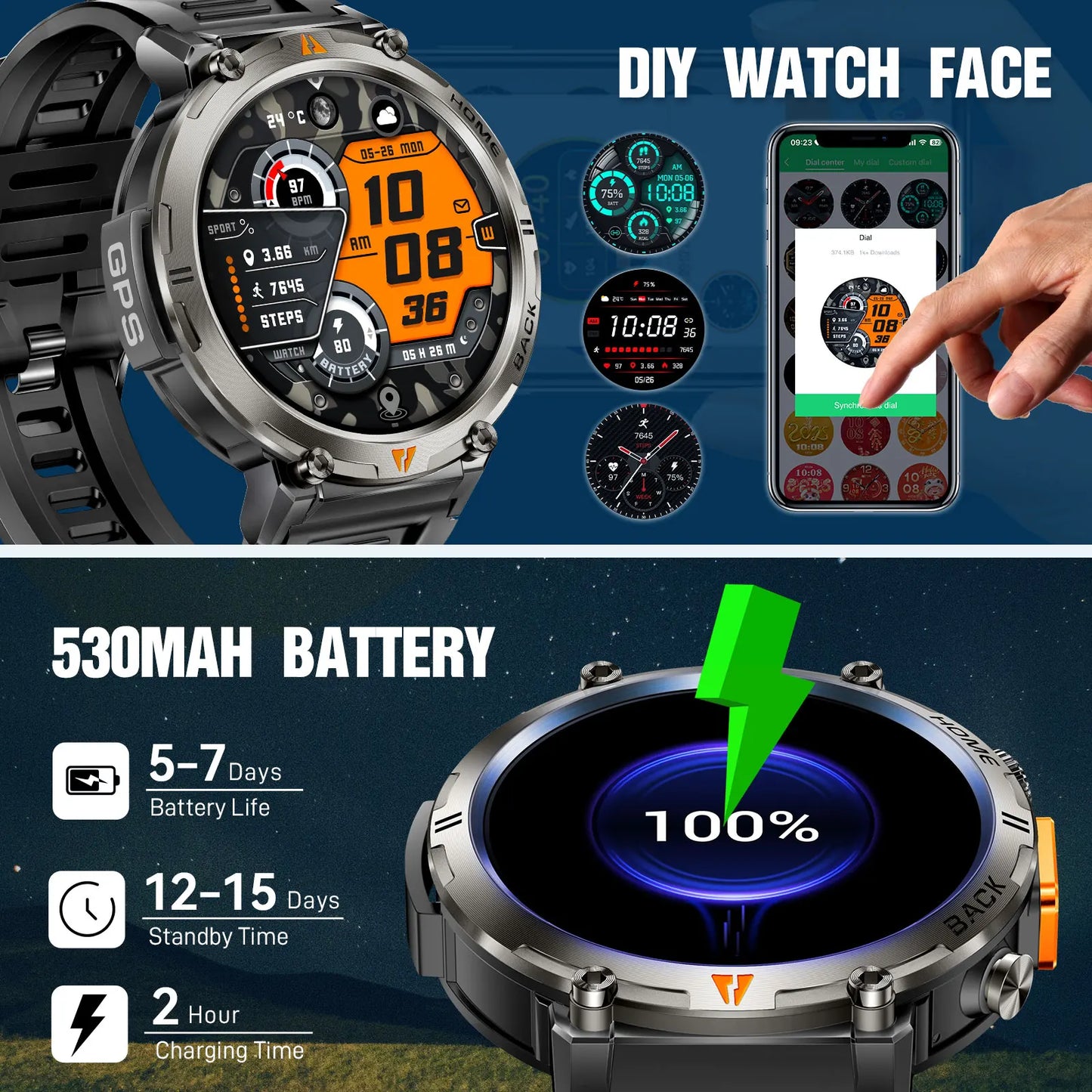 EIGIIS KE3 2025 New Bluetooth Call smartwatch for men Full Touch Screen With Health Monitor heart rate Flashlight Smart watch — view 5 of product
