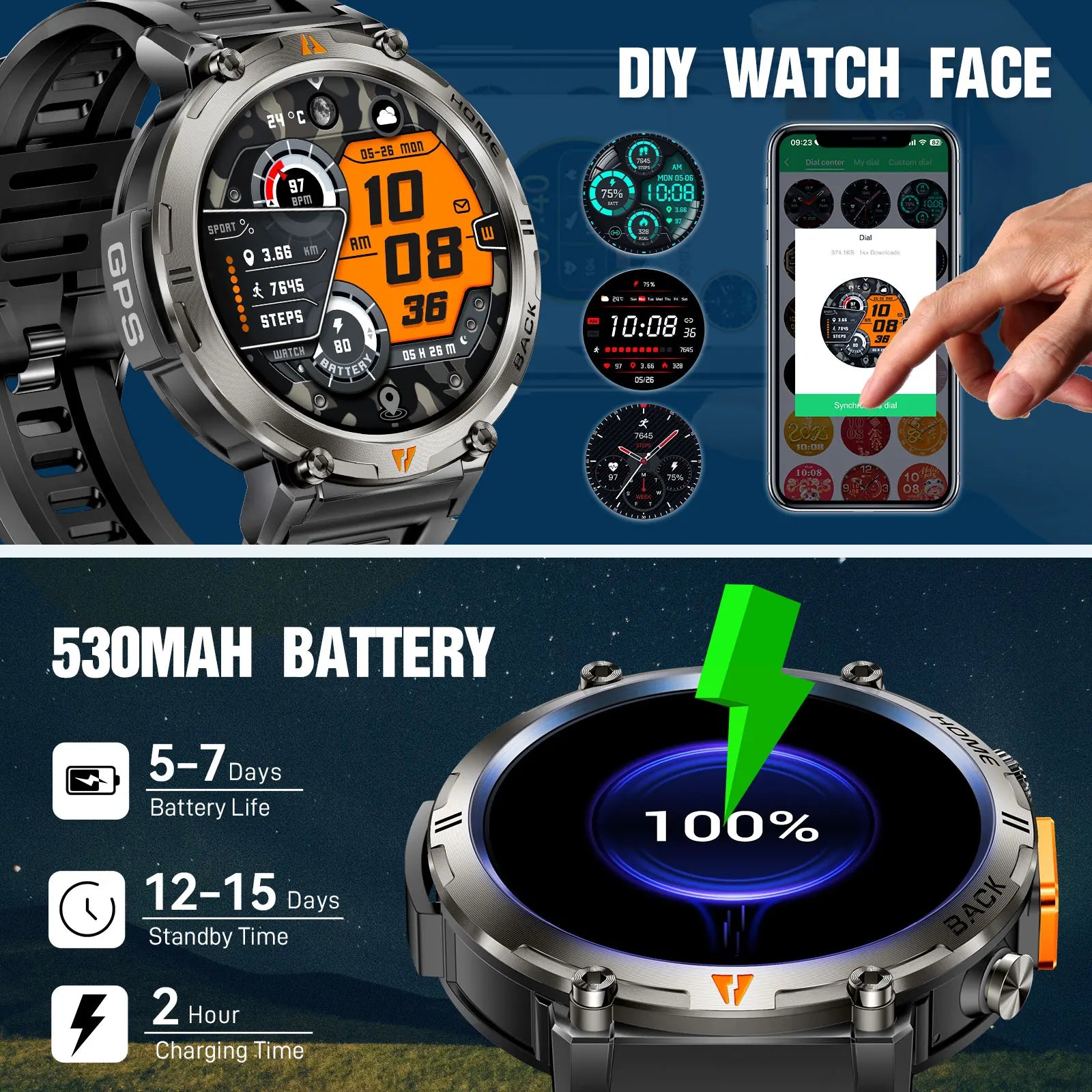 EIGIIS KE3 2025 New Bluetooth Call smartwatch for men Full Touch Screen With Health Monitor heart rate Flashlight Smart watch — view 5 of product