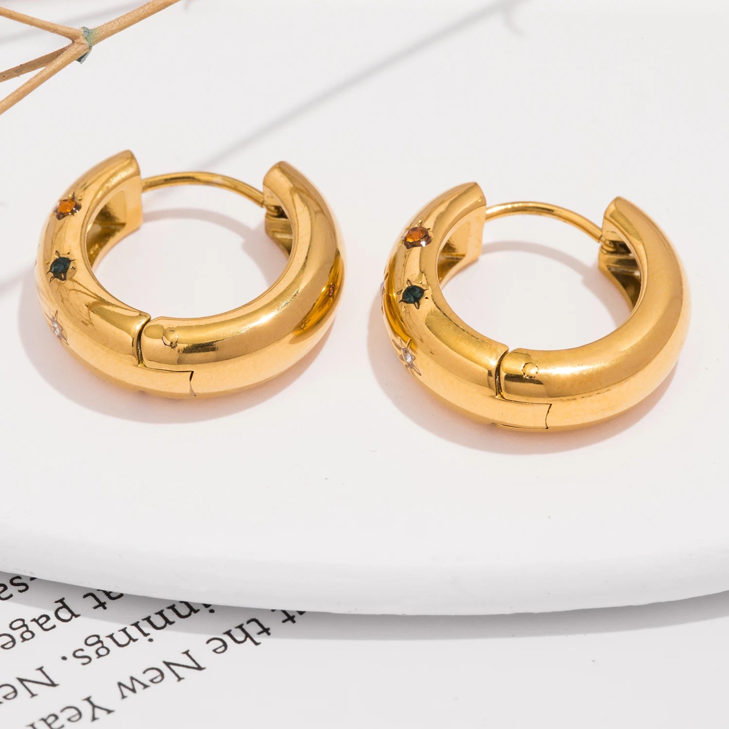 UHBINYCA Women's Zircon Hoop Earrings — 18K Gold Plated Stainless Steel Jewelry — view 4 of jewelry
