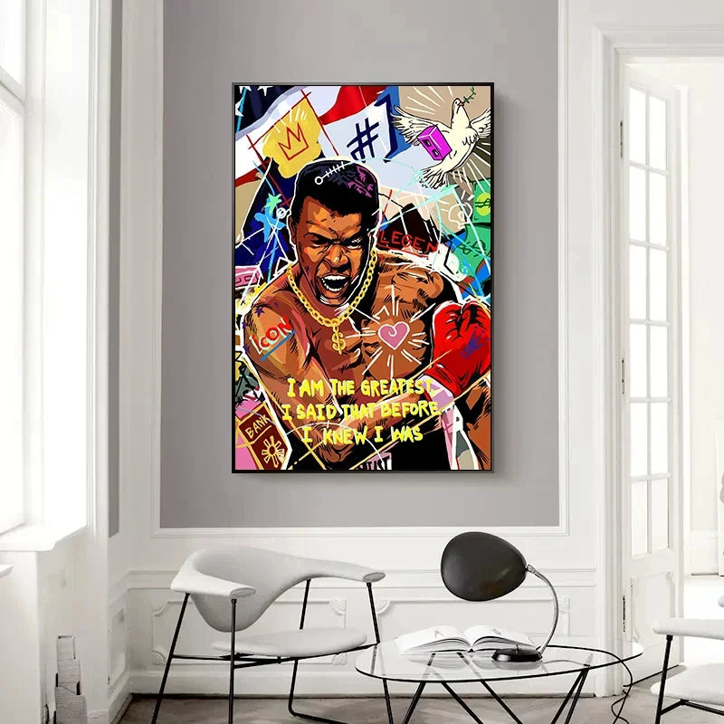 Home Decor Mike Tyson Boxing Graffiti Poster — Pop Canvas Wall Art, Boxer Legend Motivation — view 4 of home decor