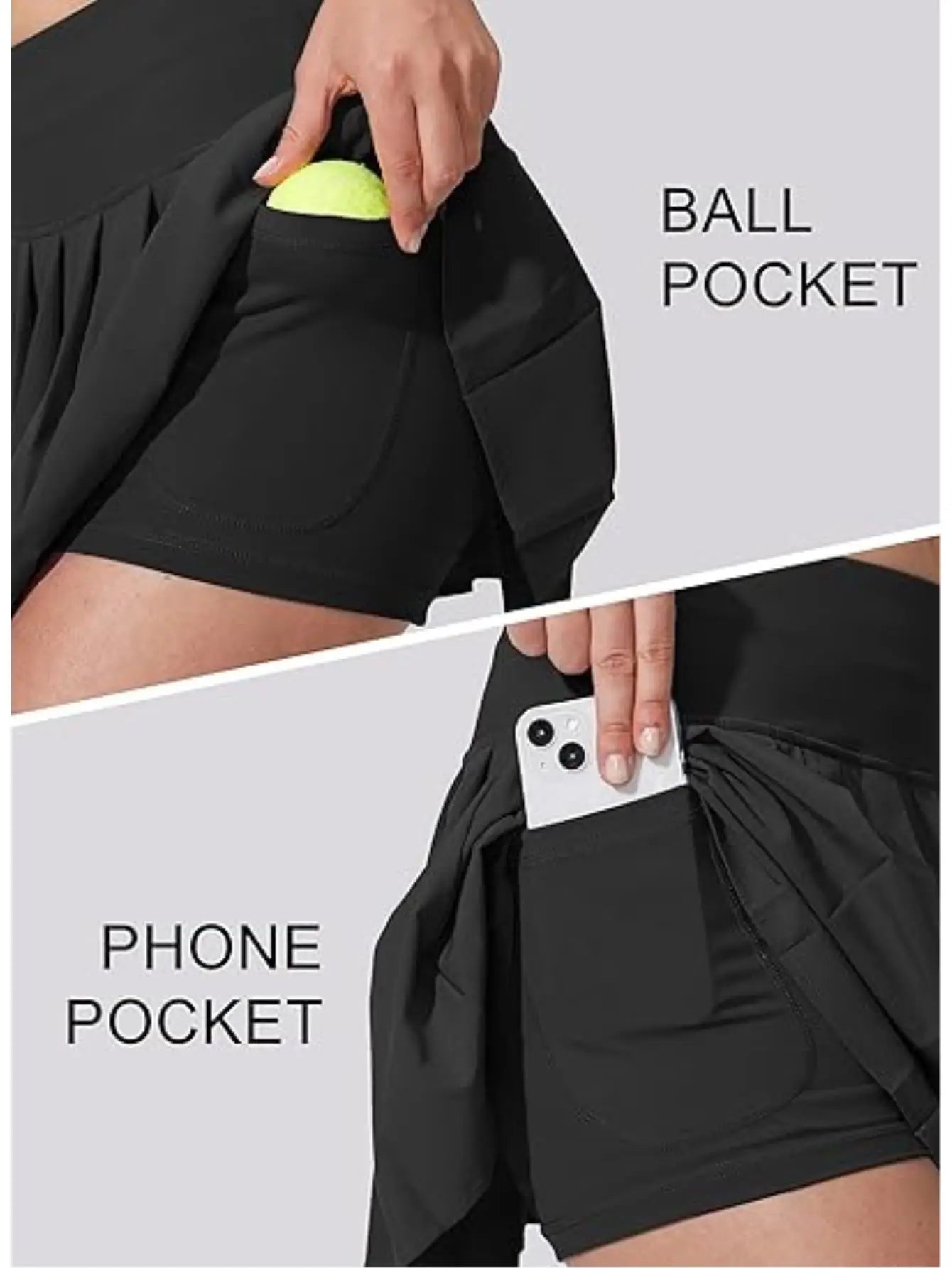 Pleated Tennis Skirt — Flowy Athletic Skort for Golf, Skater & Runners — side detail