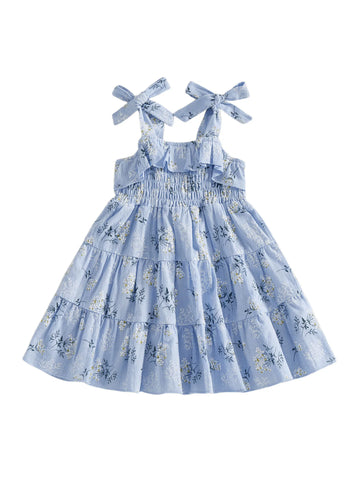Toddler Floral A-Line Dress - Sleeveless Tie-Shoulder Summer Dress — view 1 of toddler dresses