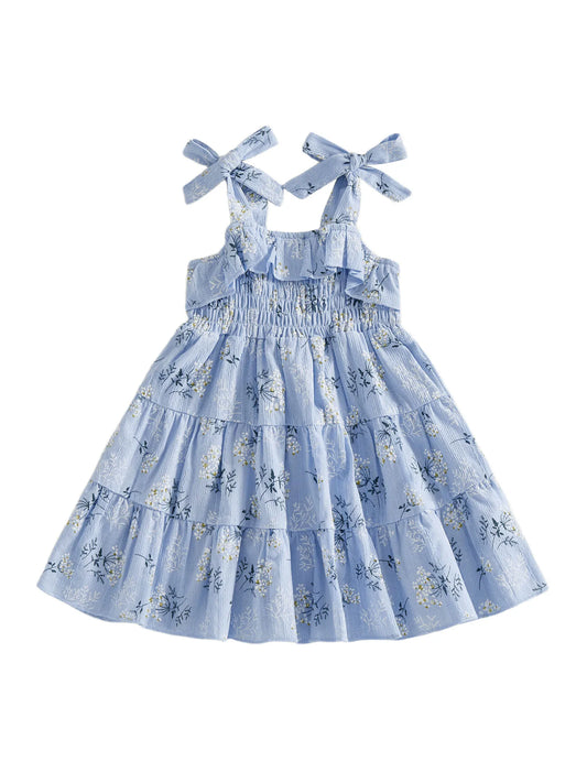 Toddler Floral A-Line Dress - Sleeveless Tie-Shoulder Summer Dress — view 1 of toddler dresses
