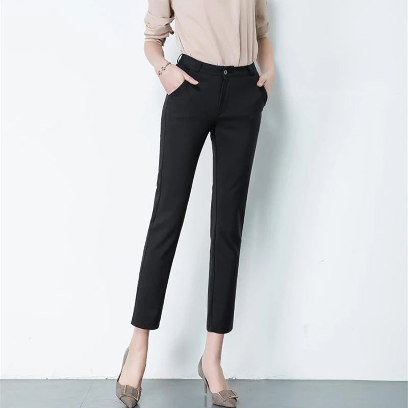 S-4xl Big Size Womens Formal Office Pencil Pants 2023 New Elegant Ladies OL Work