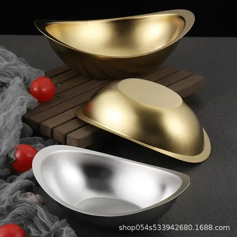 Golden Ingot Bowl — 304 Stainless Steel Korean Salad & Dessert Snack Bowl — view 2 of dining & tableware