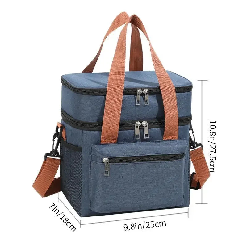 Double-Layer Thermal Lunch Bag - Insulated Crossbody Tote for Meals & Drinks — view 7 of lunch bags