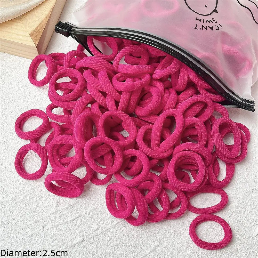 Black Elastic Hair Tie Set - 50pc No-Damage Hair Bands for Women