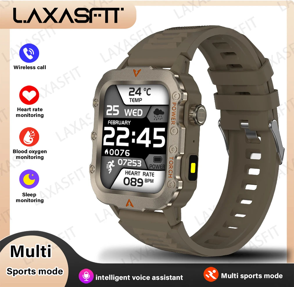LAXASFIT Men's Smart Watch — LED Flashlight Outdoor Sports Health Wristwatch — view 9 of watches