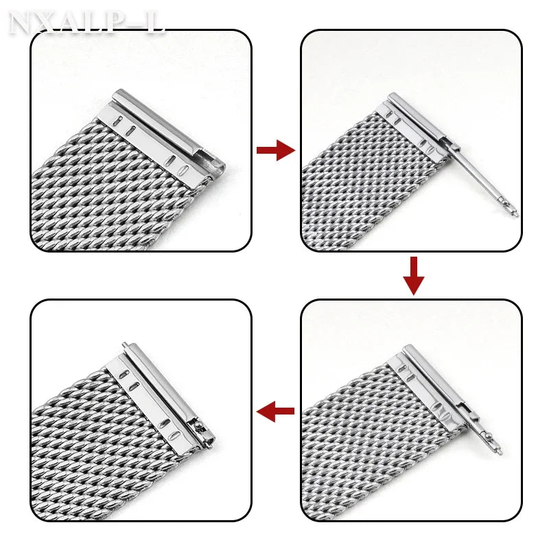 Milanese Mesh Loop Stainless Steel Watch Band — 18/20/22mm Magnetic Quick-Release Strap — view 5 of watch straps