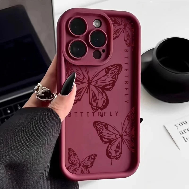 Pink Butterfly Silicone Candy Case for iPhone 11–17 Pro Max Y2K Cute — view 6 of phone cases