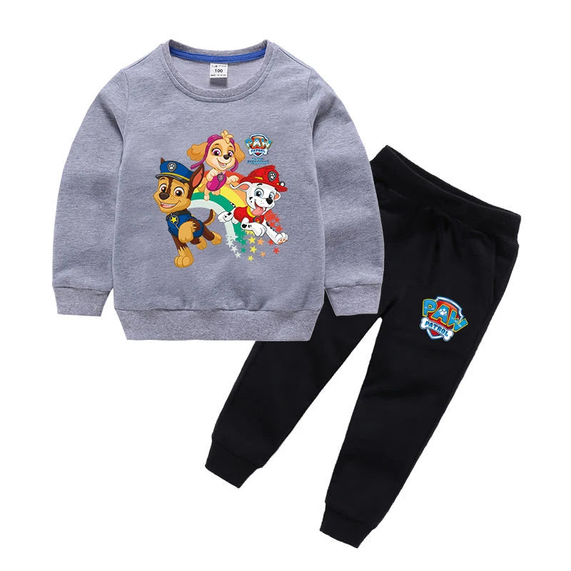 Paw Patrol Children Sets 2024 Autumn Boys/Girls Long sleeve t shirt Kids Kawaii Anime Clothing Sweatshirts and Pants Suits