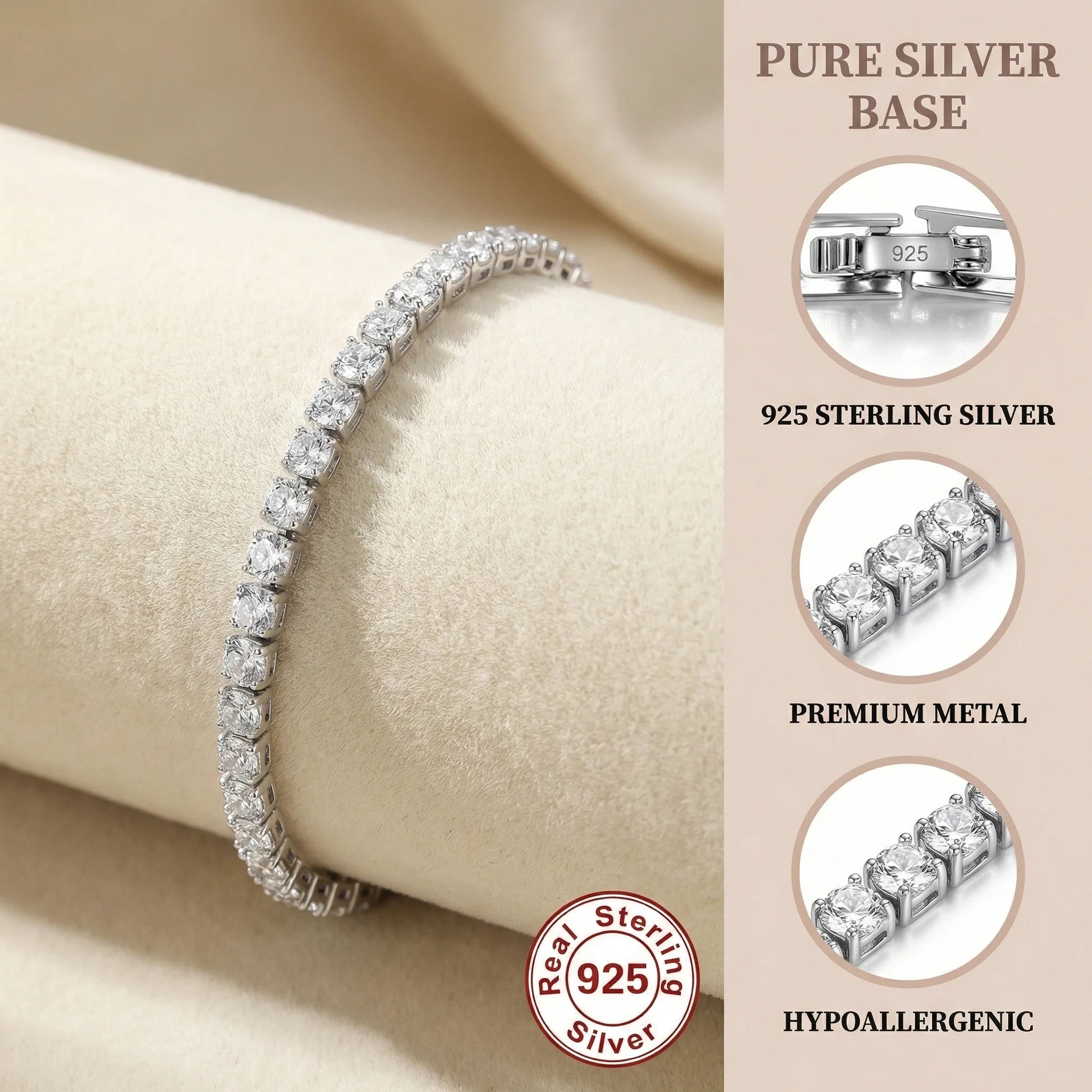 Lihong Women's S925 Sterling Silver Tennis Bracelet — Zirconia Fashion Jewelry — view 4 of jewelry